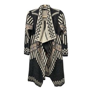 Baciano  Black and Cream Geometric Cardigan M